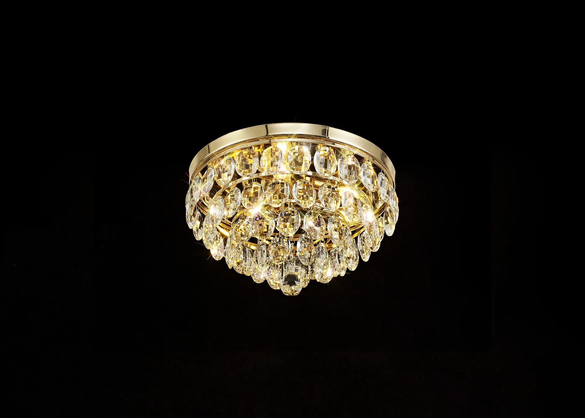 Coniston French Gold Crystal Ceiling Lights Diyas Flush Crystal Fittings